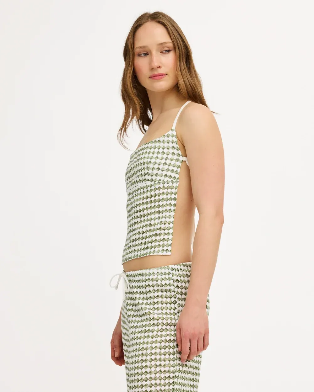 RVCA WOMENS DIAMOND CROCHET HOLIDAY KNIT TOP - ELM GREEN