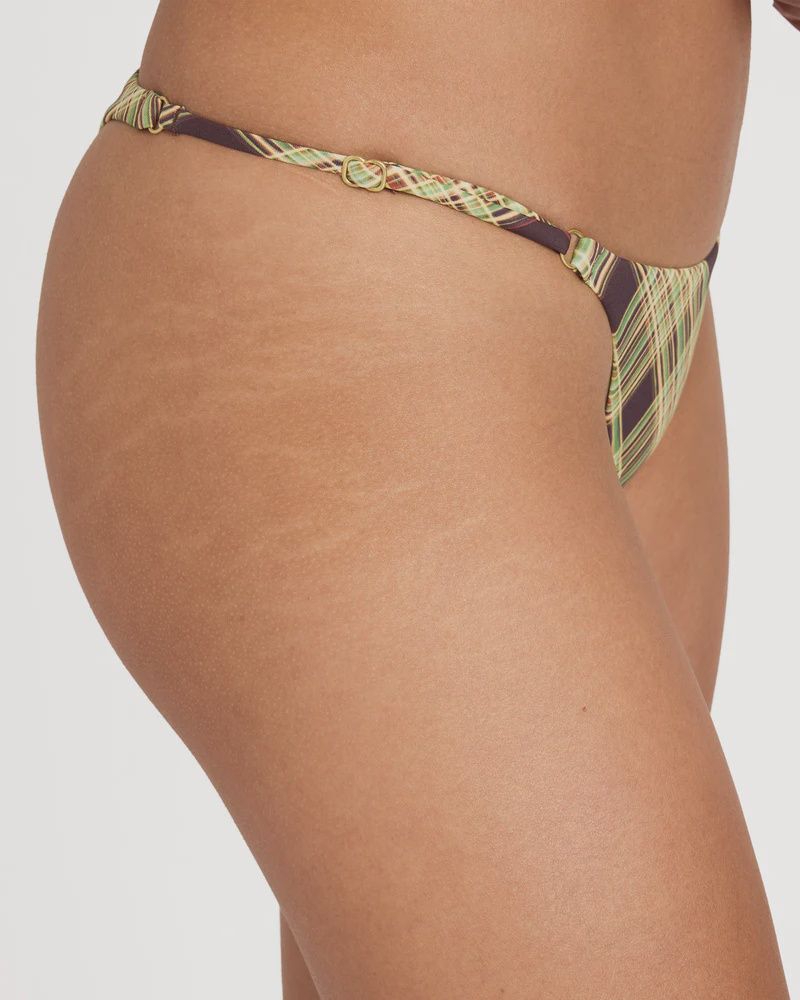 RVCA WOMENS BOULEVARD PLAID ULTRA SKIMPY SWIM PANT - CHOCOLATE