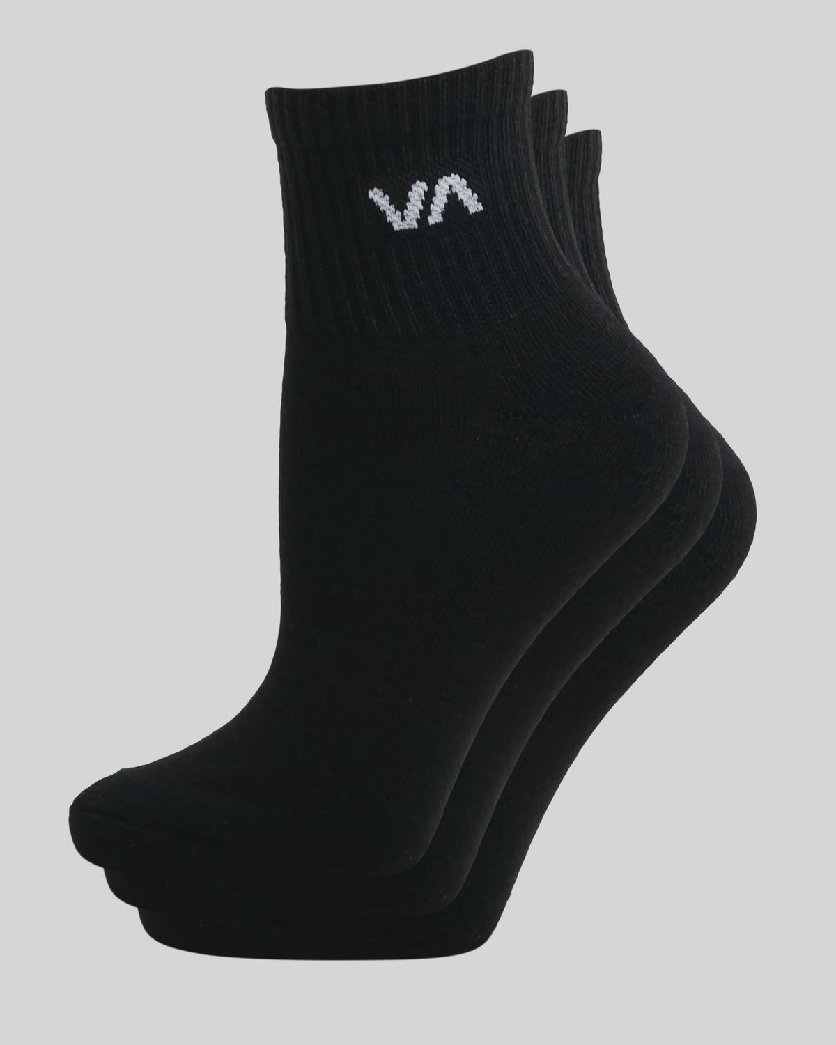 RVCA WOMENS VA MINI CREW 3 PACK SOCK - BLACK