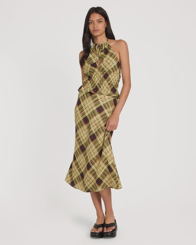 RVCA WOMENS ANNIKA MIDI SKIRT - CHOCOLATE