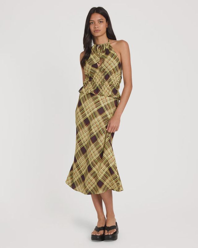 RVCA WOMENS ANNIKA MIDI SKIRT - CHOCOLATE
