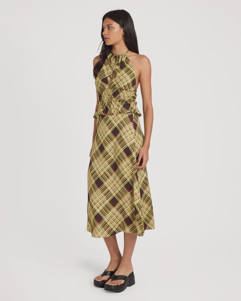 RVCA WOMENS ANNIKA MIDI SKIRT - CHOCOLATE
