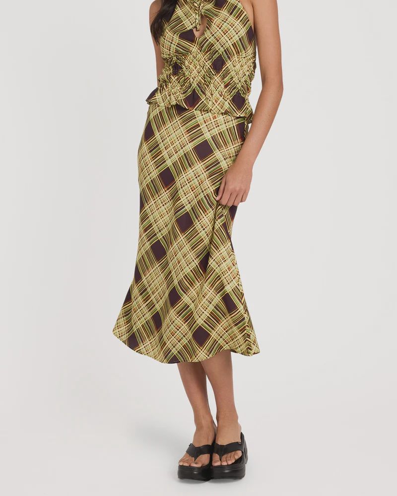 RVCA WOMENS ANNIKA MIDI SKIRT - CHOCOLATE