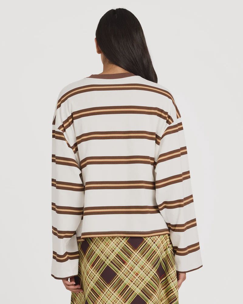 RVCA WOMENS BERKLEY LONG SLEEVE STRIPE TEE - CLOUD