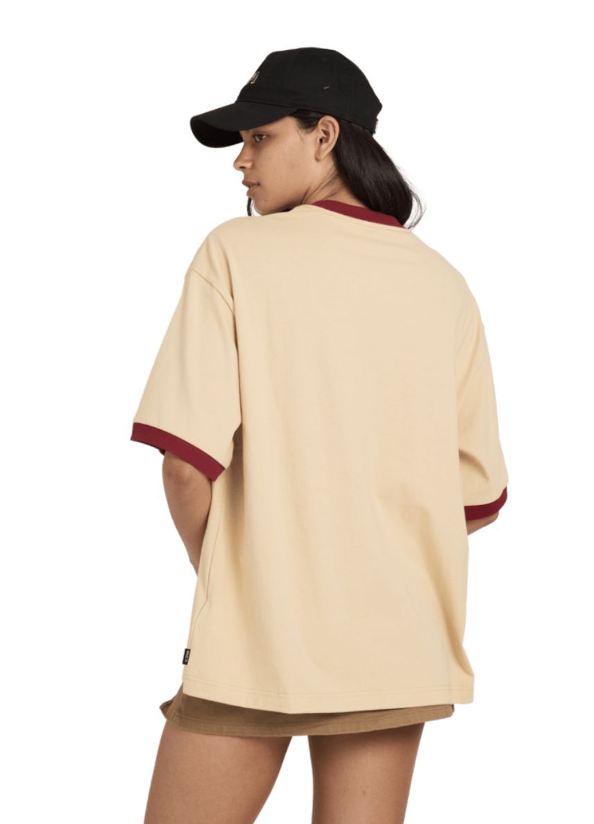 RVCA WOMENS ROUND UP TONI SS TEE - LIGHT TAN