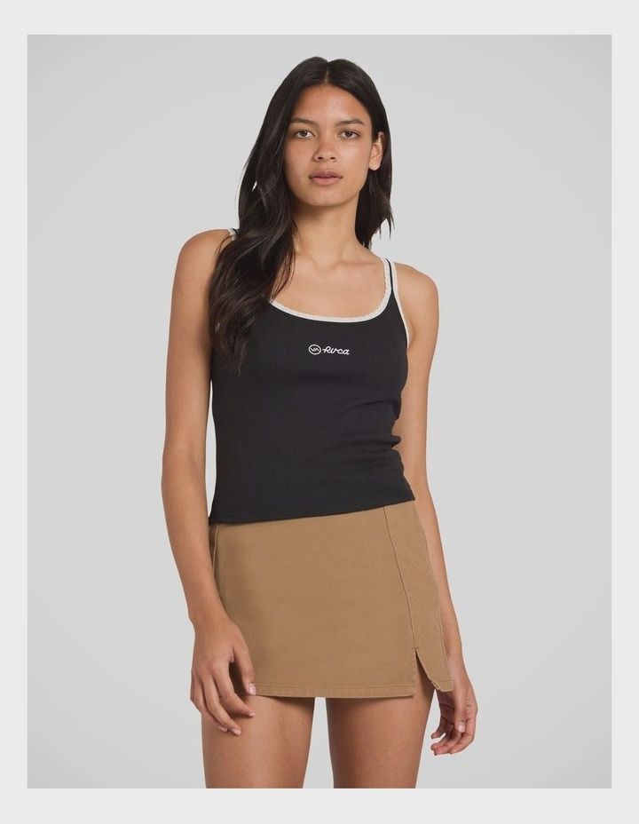 RVCA WOMENS AGAVE POINTELLE TANK - RVCA BLACK