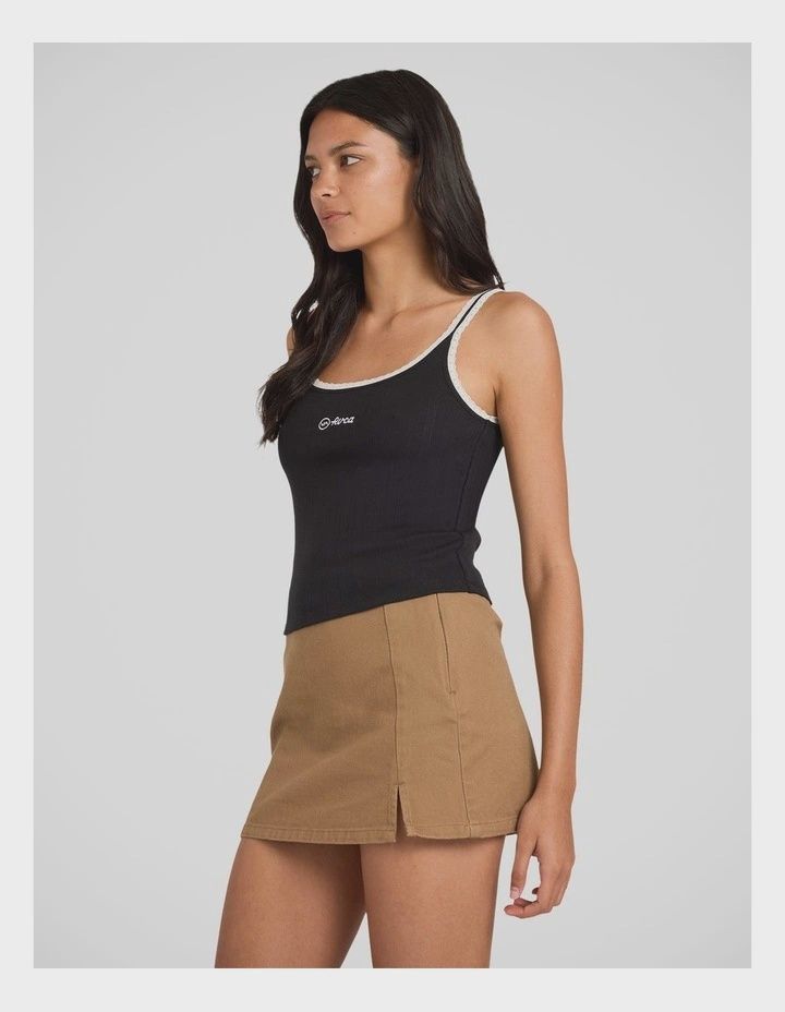 RVCA WOMENS AGAVE POINTELLE TANK - RVCA BLACK