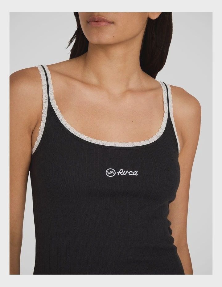 RVCA WOMENS AGAVE POINTELLE TANK - RVCA BLACK