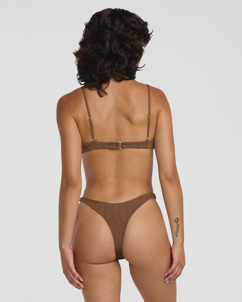 RVCA WOMENS CHEVY 90S UNDERWIRE SWIM TOP - CHOCOLATE
