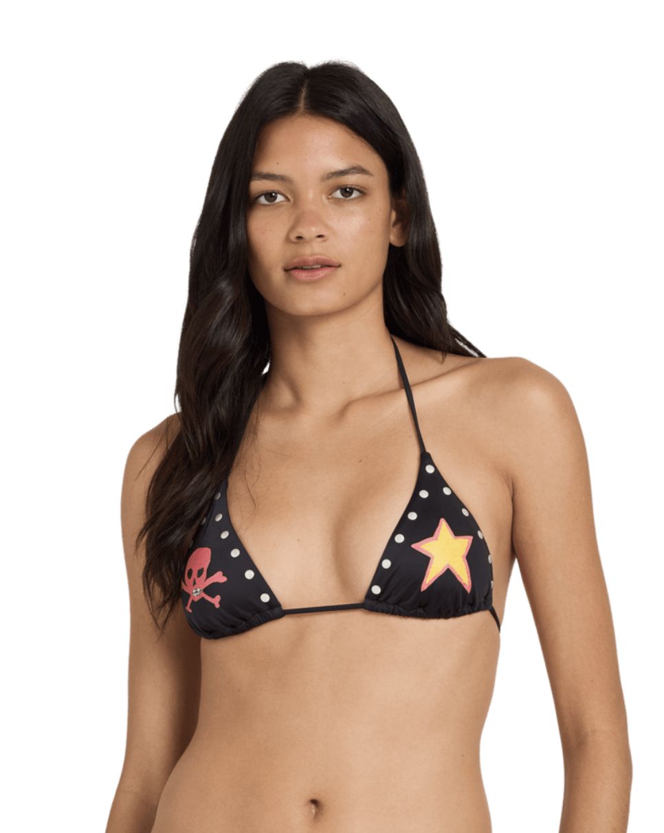 RVCA WOMENS DANI MILLER HALTER TRI SWIM TOP - RVCA BLACK