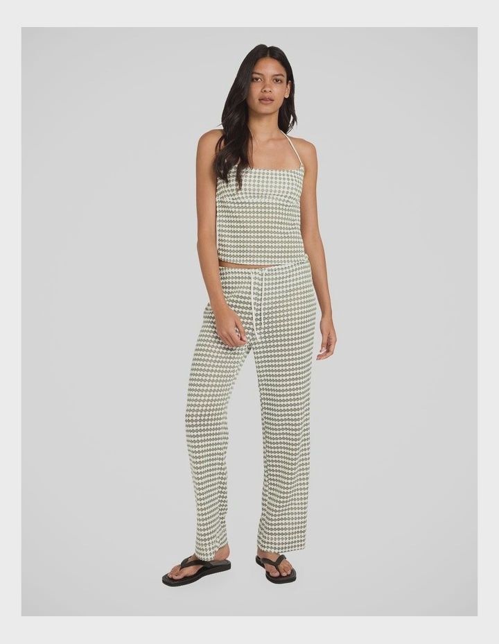 RVCA WOMENS DIAMOND CROCHET HOLIDAY PANT - ELM GREEN