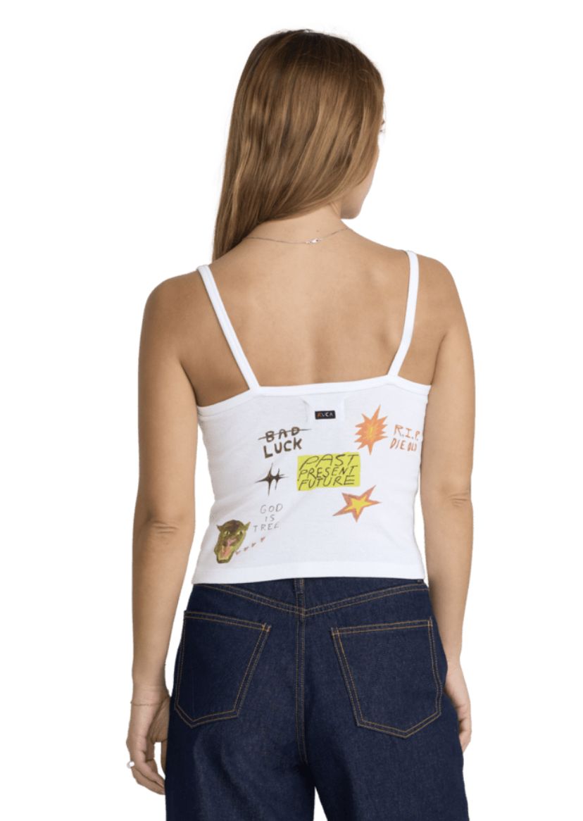 RVCA WOMENS DANI MILLER STRAPPY TANK - WHITE