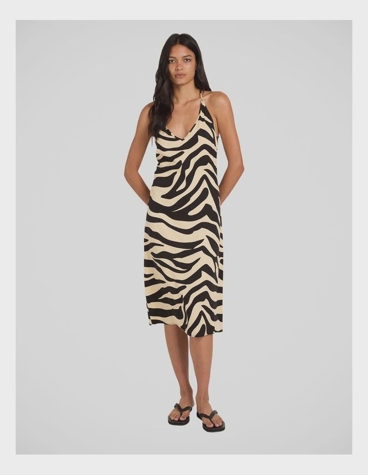 RVCA WOMENS VOYAGER MIDI SLIP DRESS - RVCA BLACK
