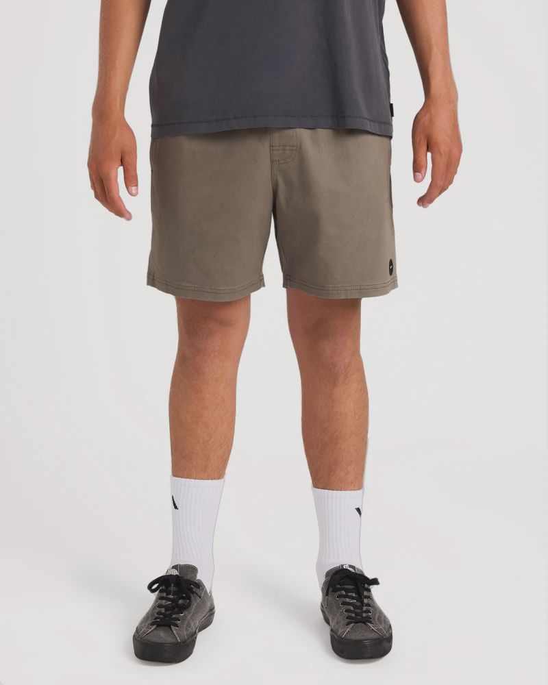 RVCA MENS ESCAPE ELASTIC SHORT - MUSHROOM