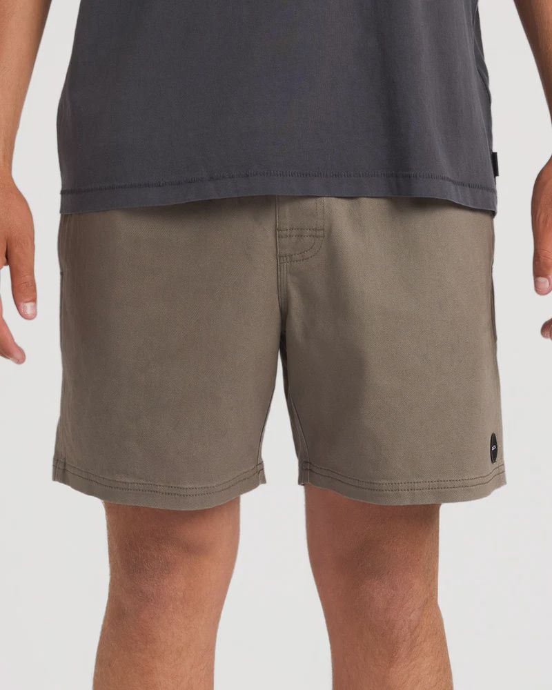 RVCA MENS ESCAPE ELASTIC SHORT - MUSHROOM