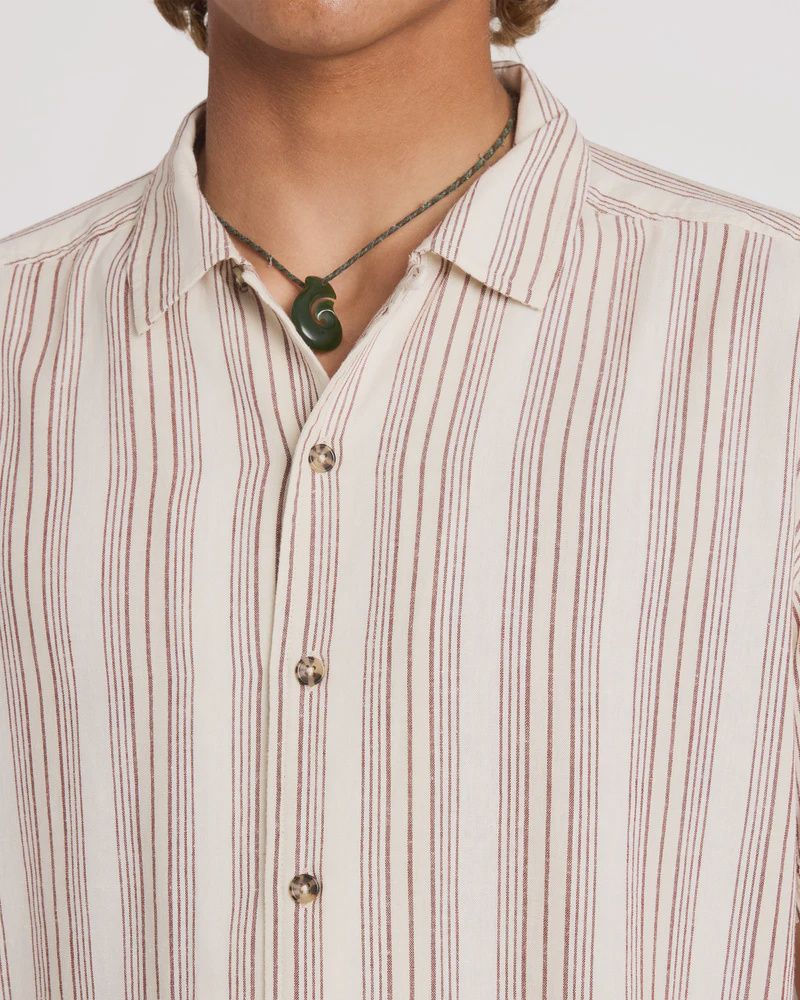 RVCA MENS BEAT STRIPE SS SHIRT - NATURAL