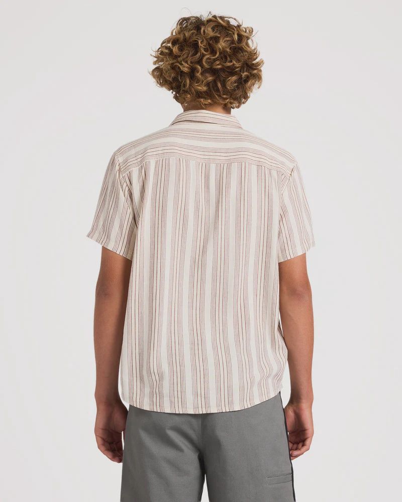 RVCA MENS BEAT STRIPE SS SHIRT - NATURAL