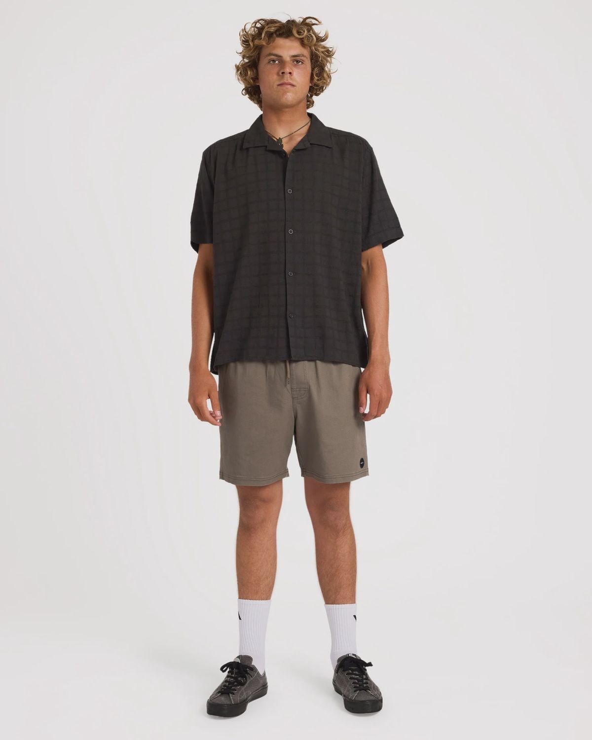 RVCA MENS VACANCY SS SHIRT - PIRATE BLACK