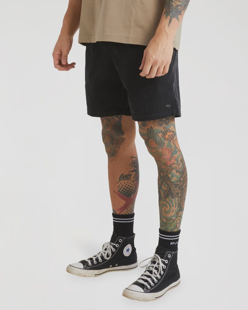 RVCA MENS ESCAPE ELASTIC CORD SHORT II - BLACK
