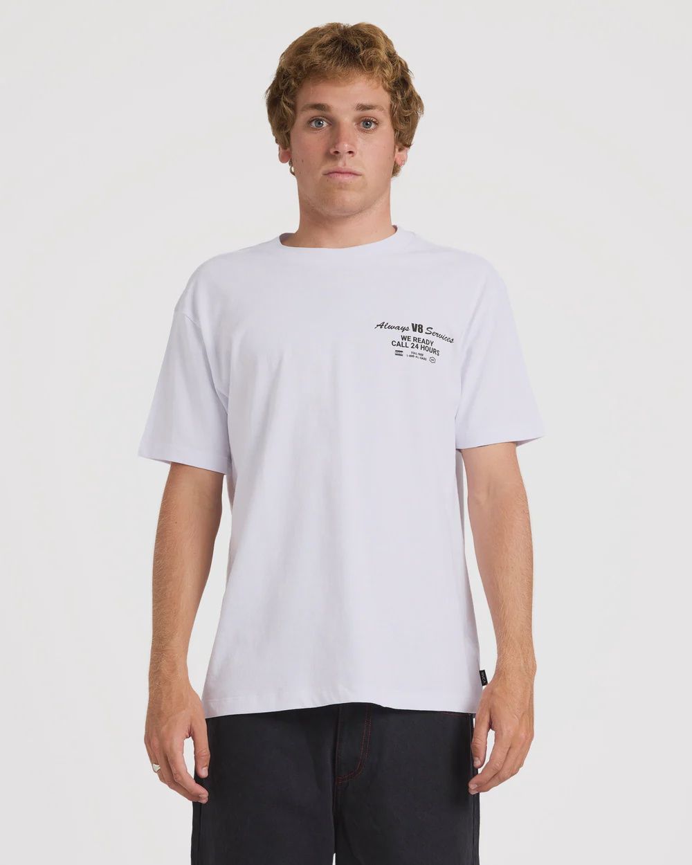 RVCA MENS V8 SS TEE - WHITE