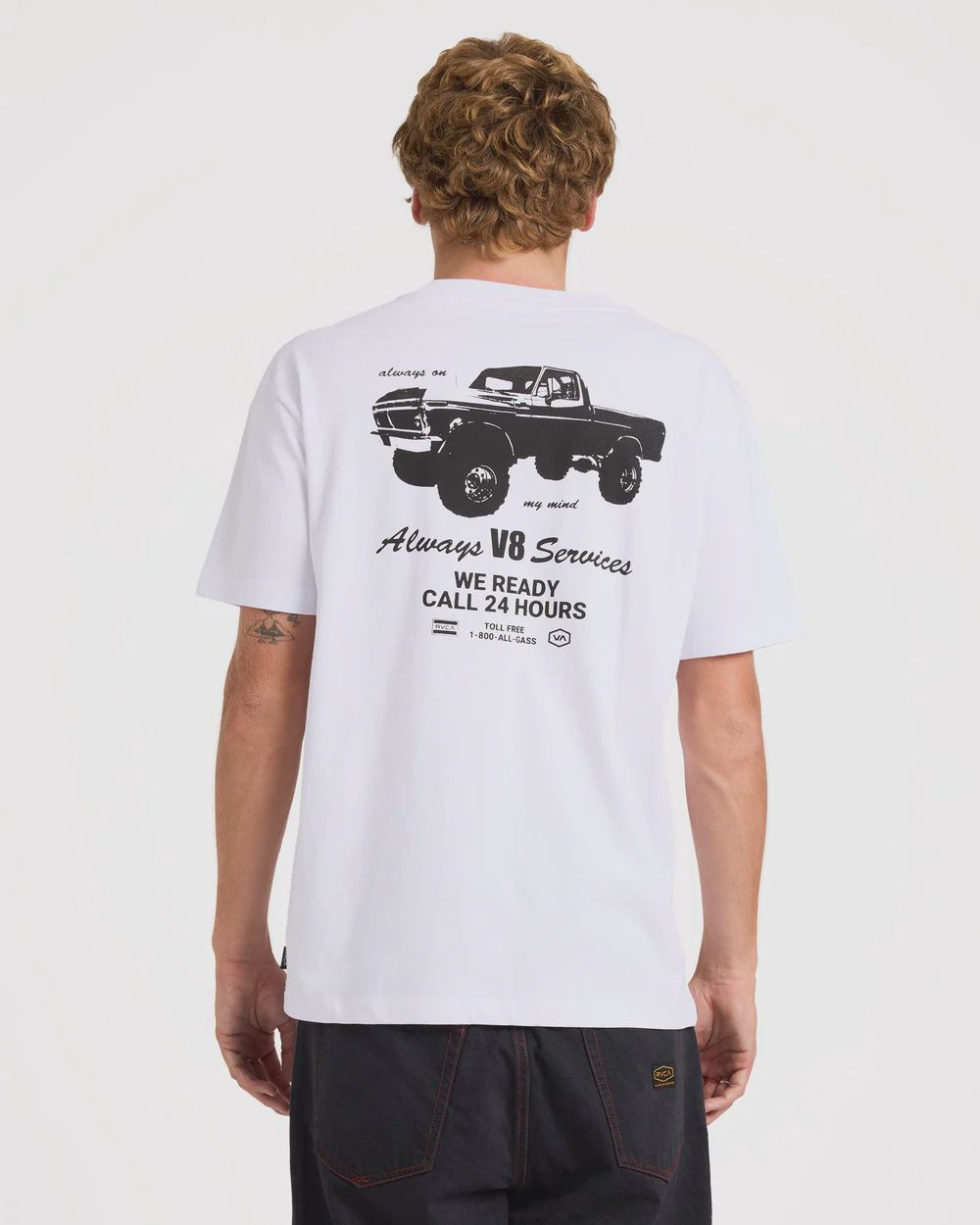 RVCA MENS V8 SS TEE - WHITE