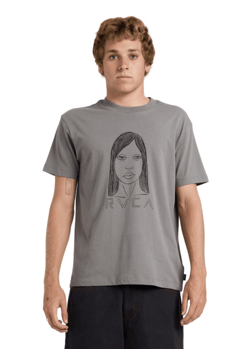 RVCA MENS SLEEP GIRL SS TEE - SMOKE