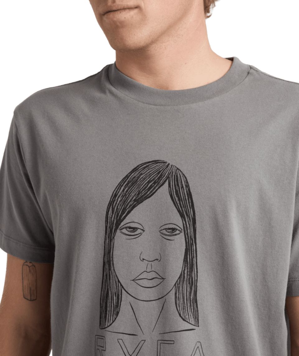 RVCA MENS SLEEP GIRL SS TEE - SMOKE