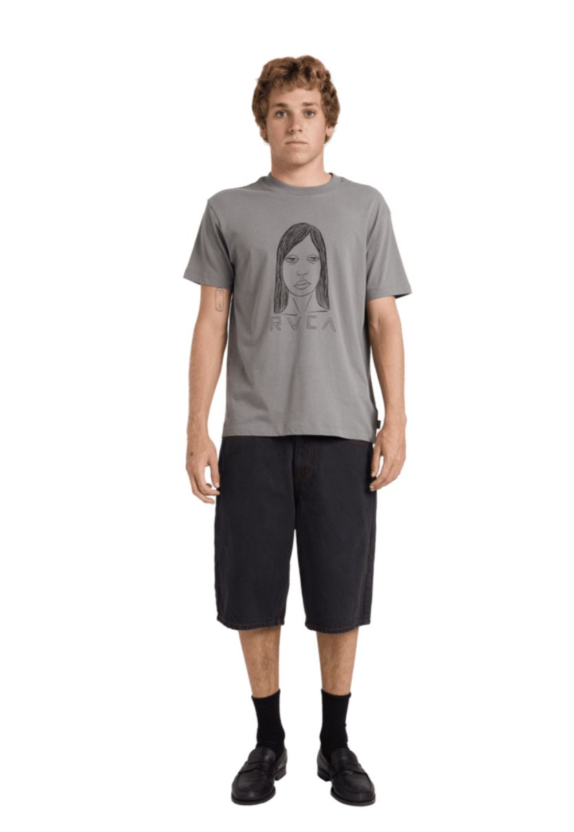 RVCA MENS SLEEP GIRL SS TEE - SMOKE