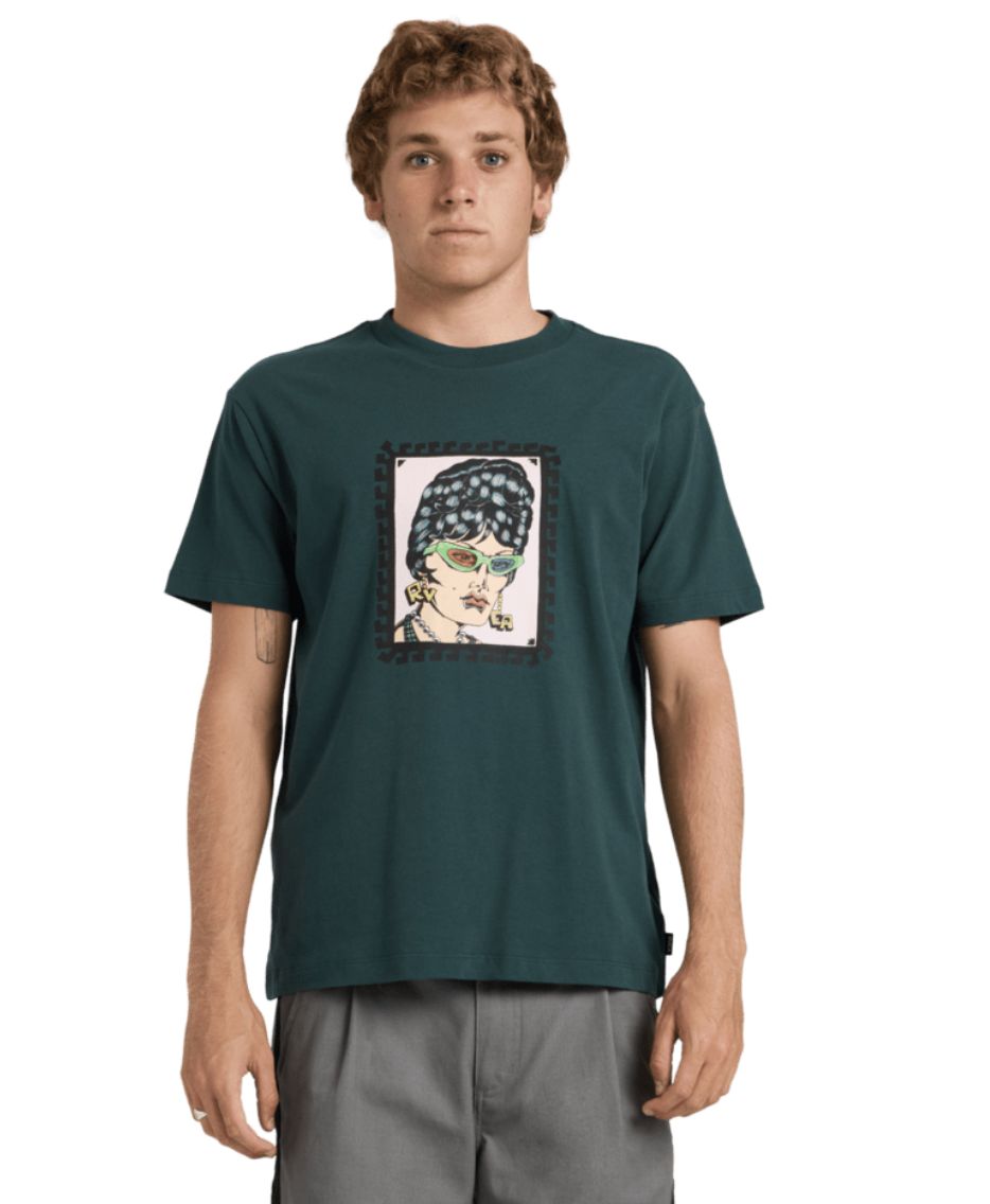 RVCA MENS BARBA BANGLES SS TEE - HUNTER GREEN