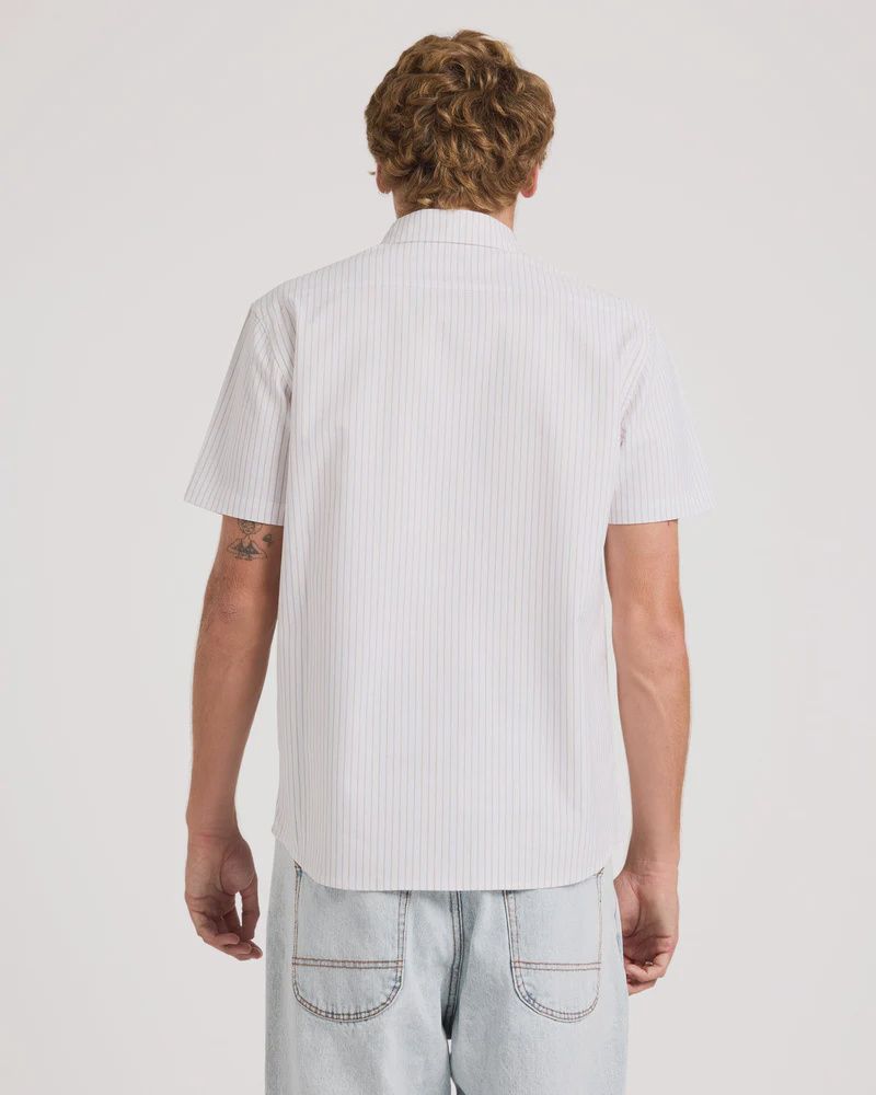 RVCA MENS RVCA PINSTRIPE SS SHIRT - GOLD