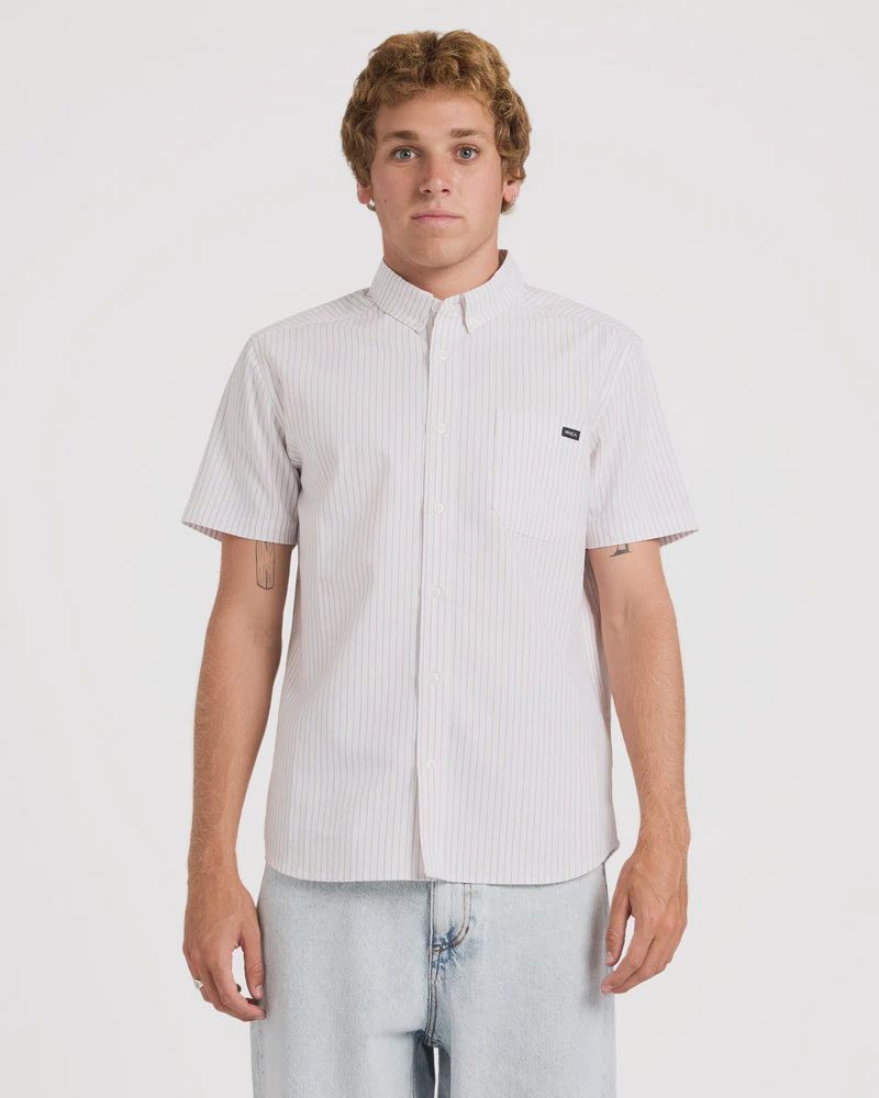 RVCA MENS RVCA PINSTRIPE SS SHIRT - GOLD