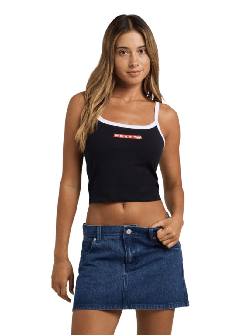 ROXY WOMENS REWIND CAMI TANK TOP - BLACK