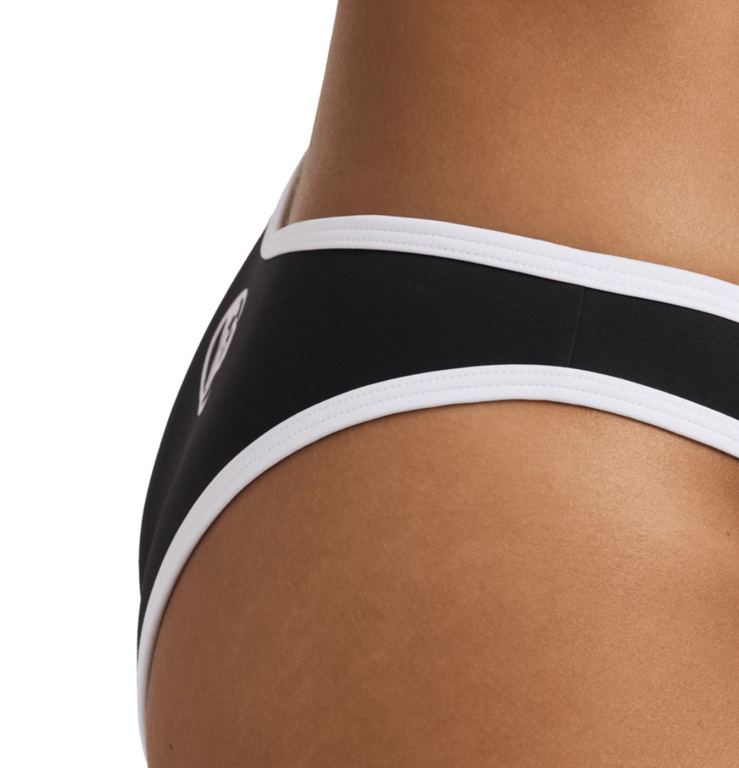 ROXY WOMENS SWELL HIGH LEG CHEEKY SWIM PANT - BLACK