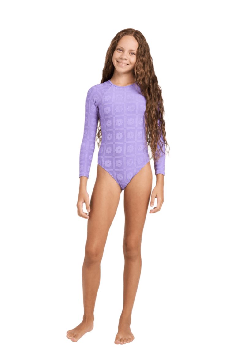 ROXY TEEN GIRLS THE GIRLS LS ONSIE SWIM SUIT - DAHLIA PURPLE