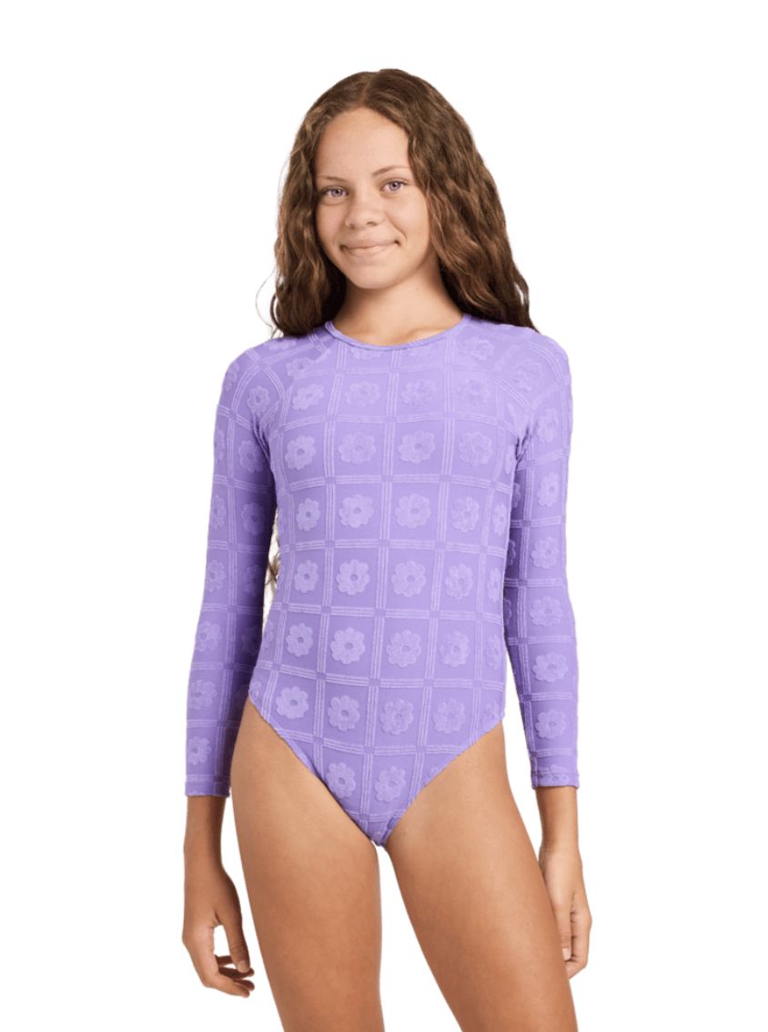 ROXY TEEN GIRLS THE GIRLS LS ONSIE SWIM SUIT - DAHLIA PURPLE