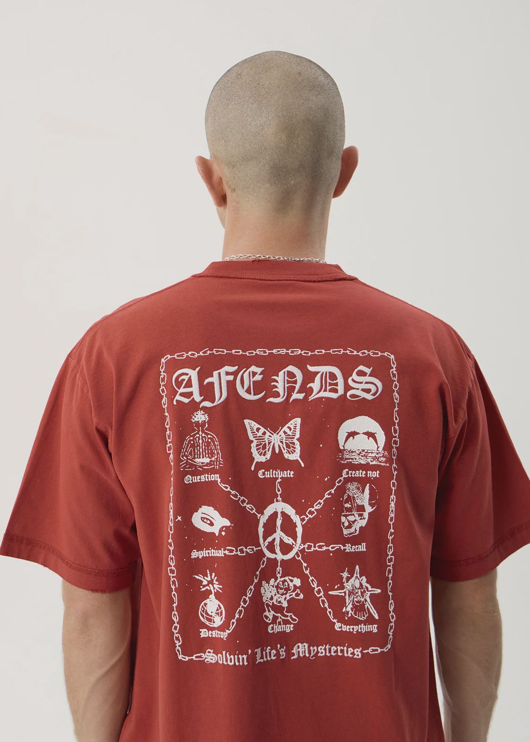 AFENDS MENS SPIRITUAL HEAVYWEIGHT BOXY TEE - VINTAGE KETCHUP
