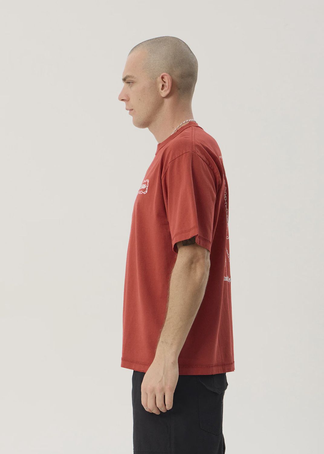 AFENDS MENS SPIRITUAL HEAVYWEIGHT BOXY TEE - VINTAGE KETCHUP