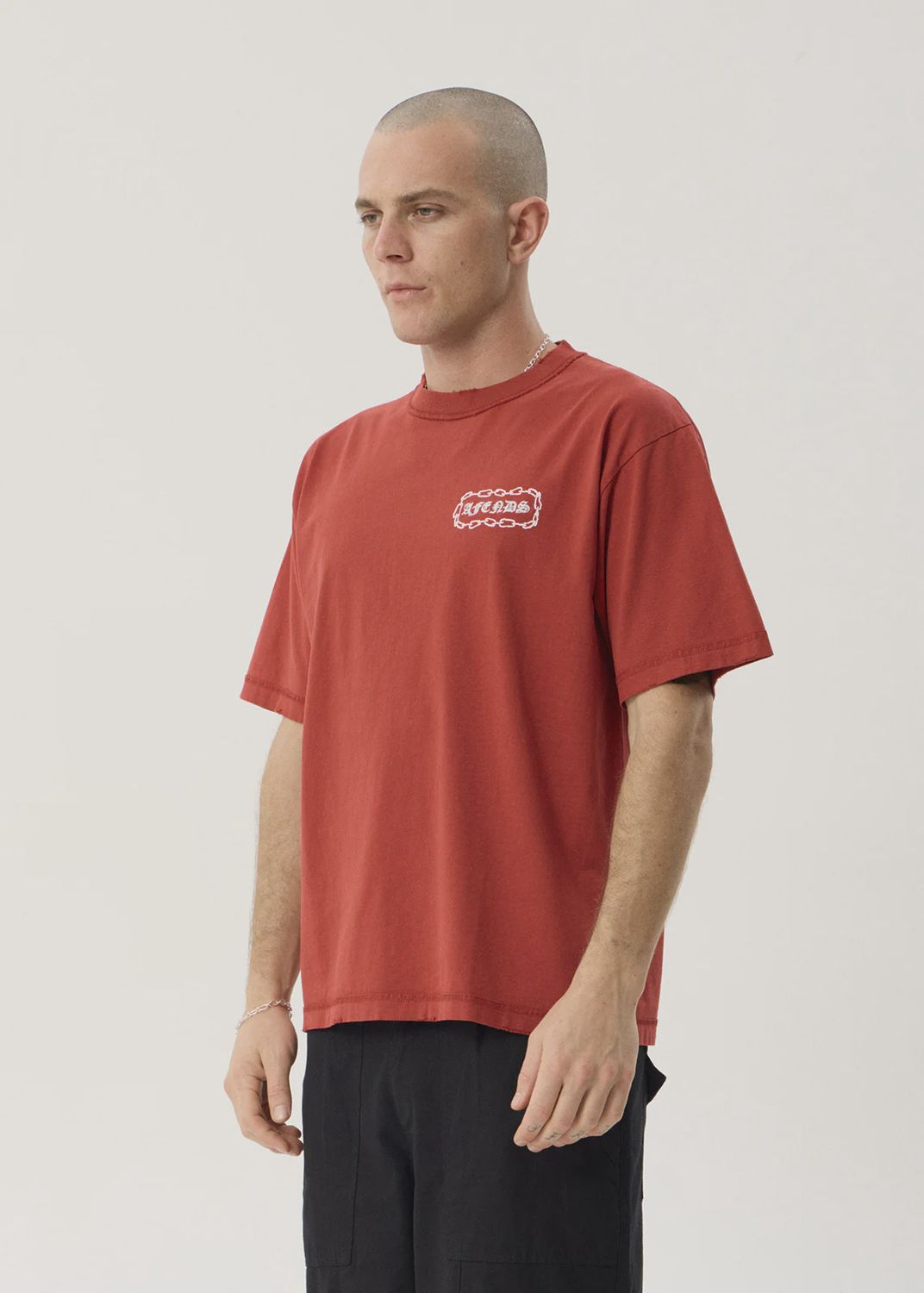 AFENDS MENS SPIRITUAL HEAVYWEIGHT BOXY TEE - VINTAGE KETCHUP