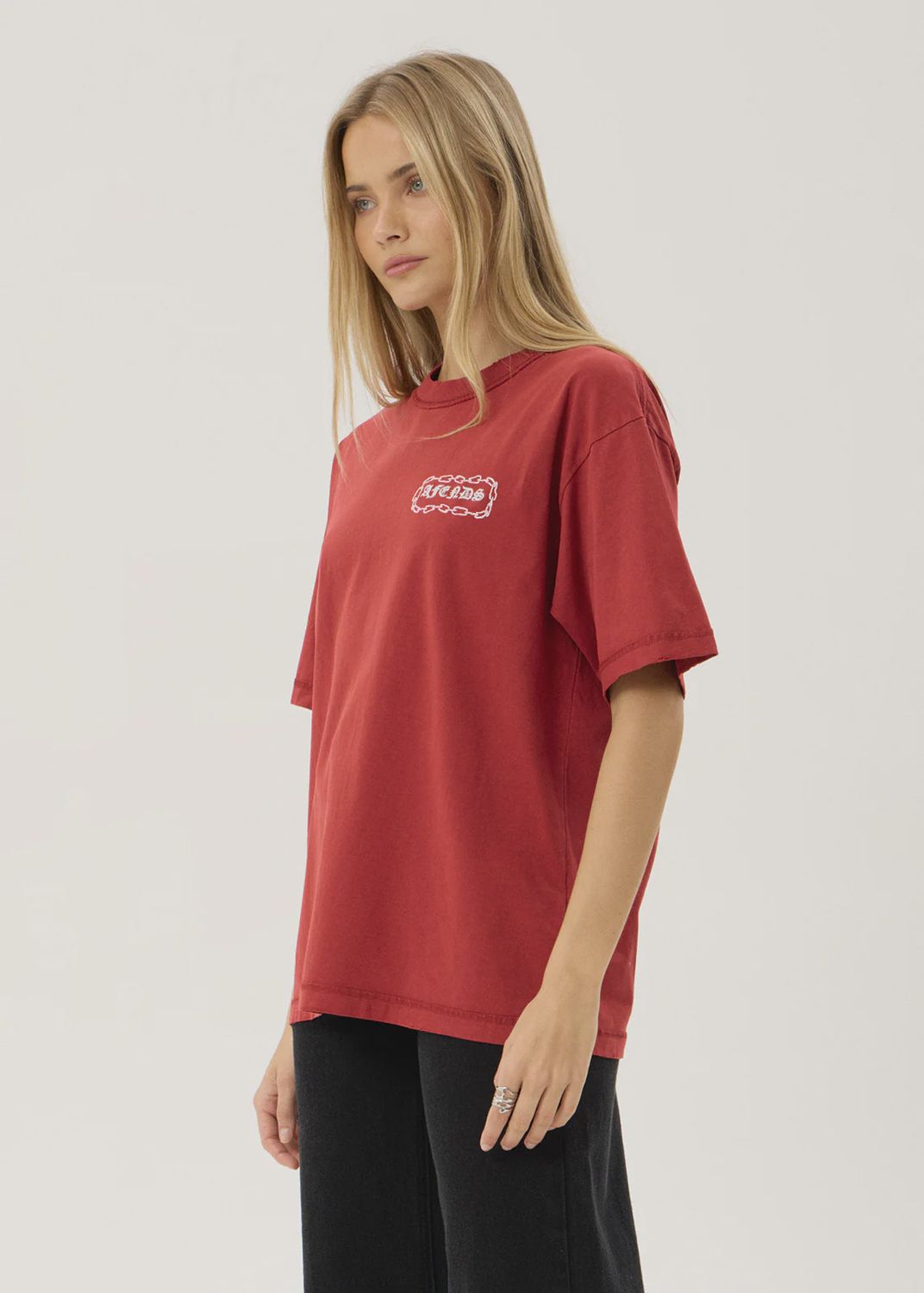 AFENDS MENS SPIRITUAL HEAVYWEIGHT BOXY TEE - VINTAGE KETCHUP