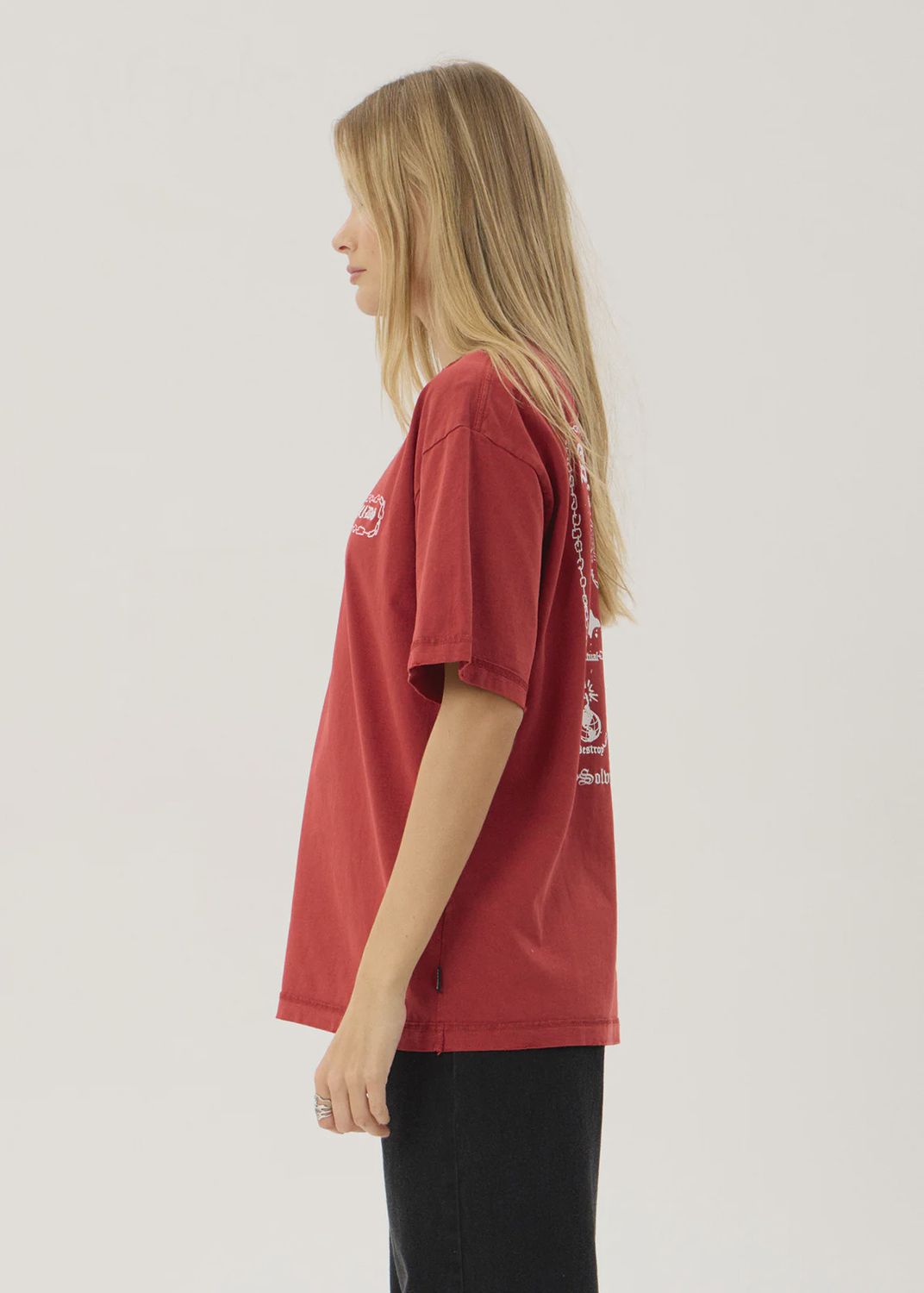 AFENDS MENS SPIRITUAL HEAVYWEIGHT BOXY TEE - VINTAGE KETCHUP
