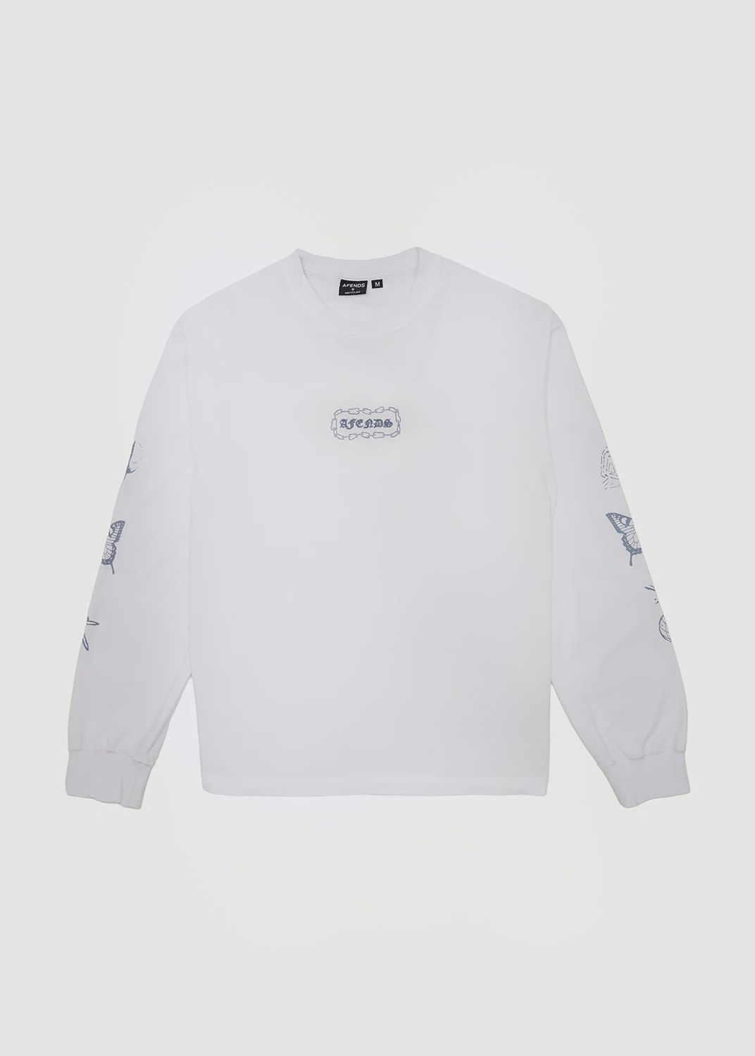AFENDS MENS SPIRITUAL BOXY LONG SLEEVE TEE - WHITE