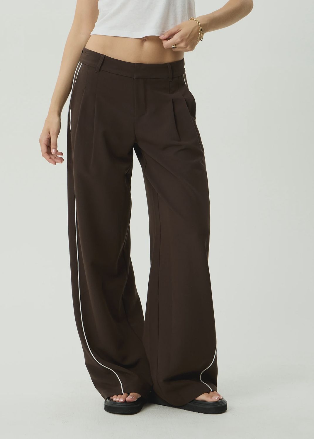 AFENDS WOMENS DITA LOW RISE TROUSER - COFFEE