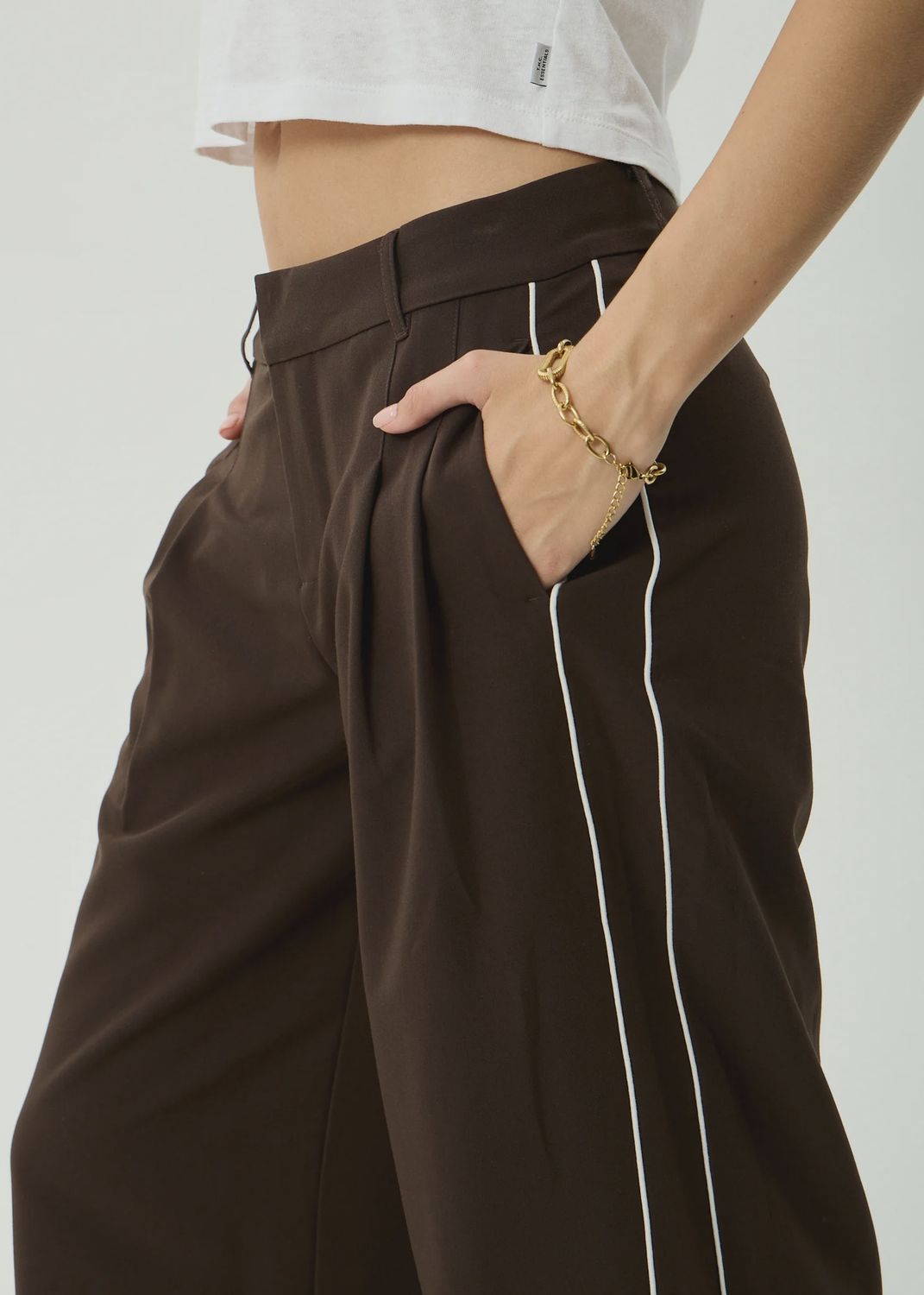 AFENDS WOMENS DITA LOW RISE TROUSER - COFFEE