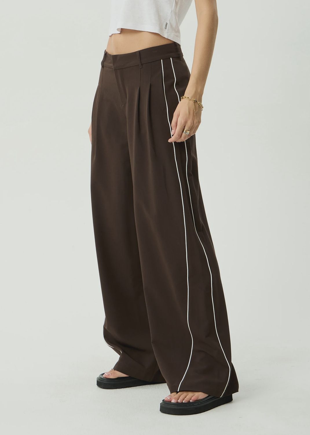AFENDS WOMENS DITA LOW RISE TROUSER - COFFEE