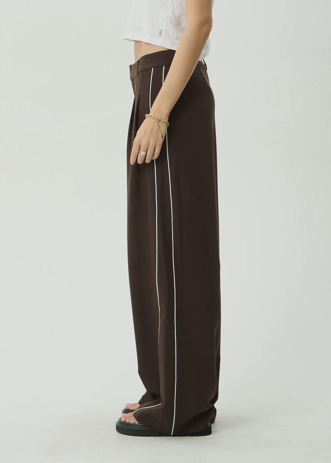AFENDS WOMENS DITA LOW RISE TROUSER - COFFEE