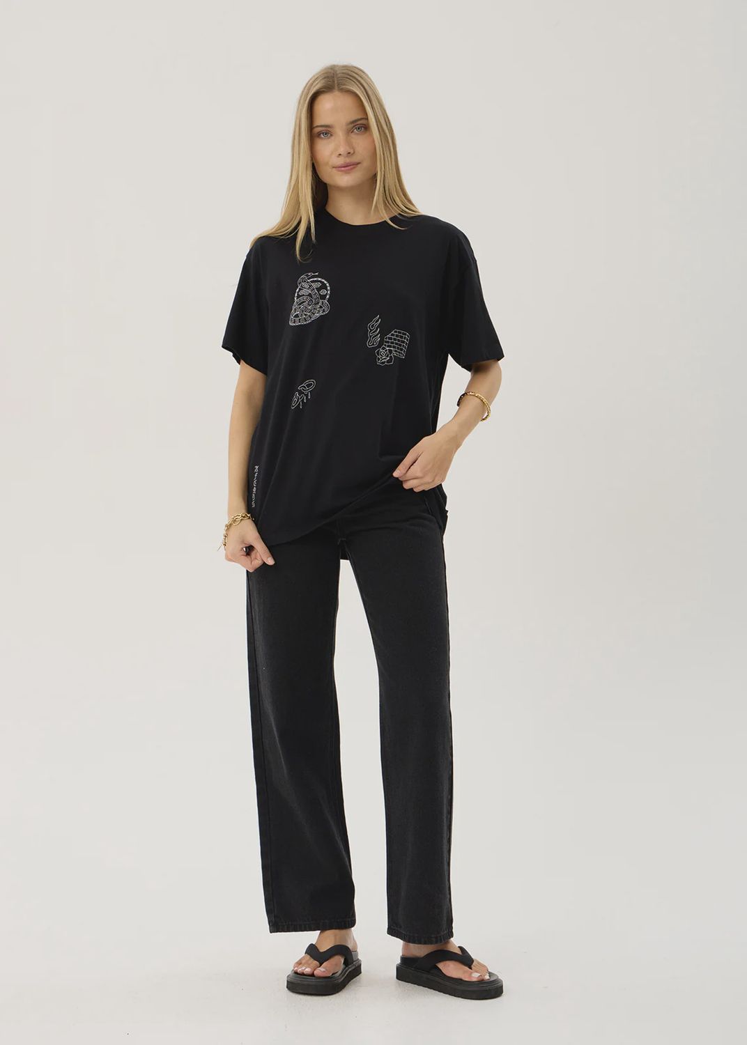 AFENDS WOMENS UNBOUND OVERSIZED SS TEE - BLACK