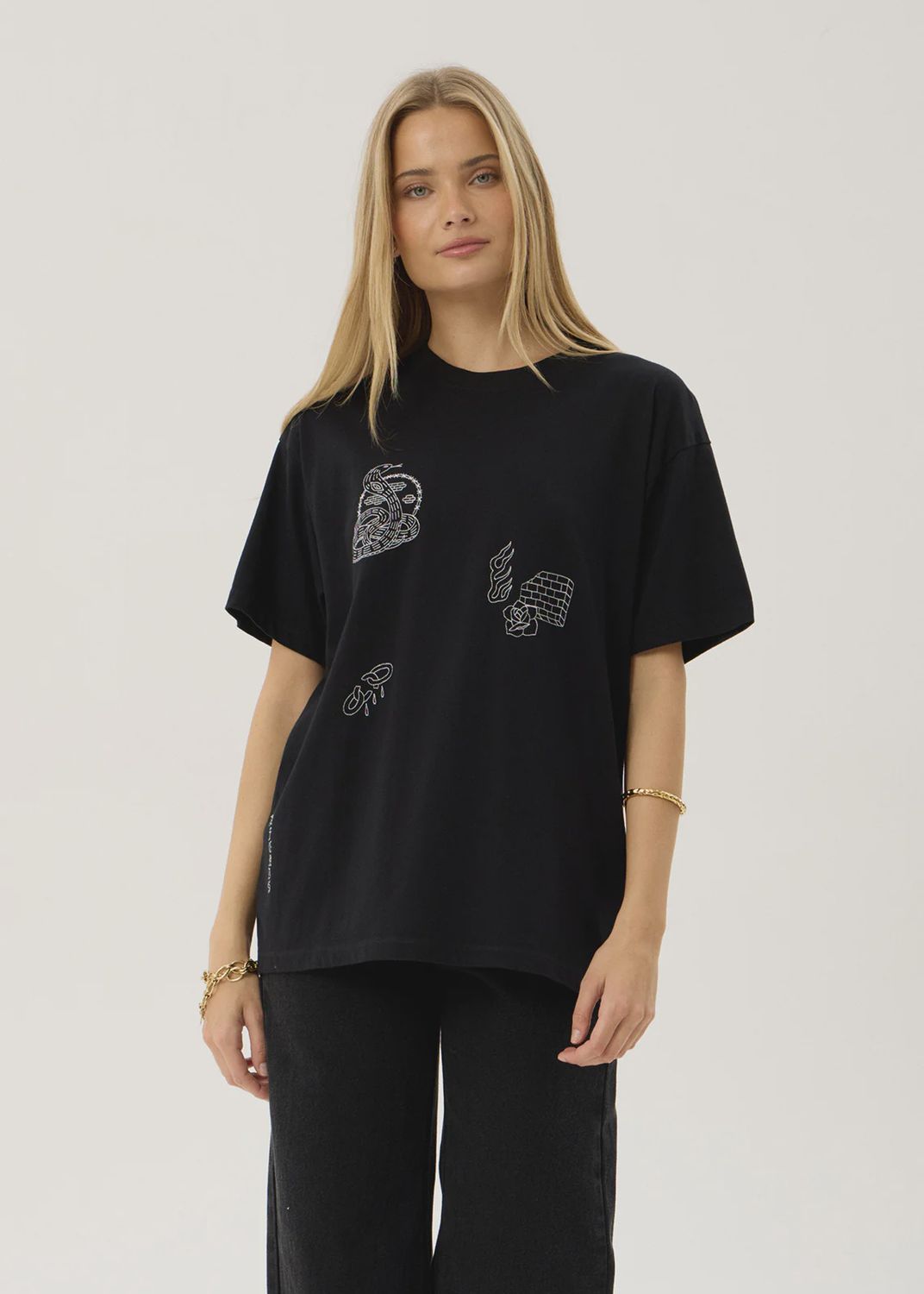 AFENDS WOMENS UNBOUND OVERSIZED SS TEE - BLACK