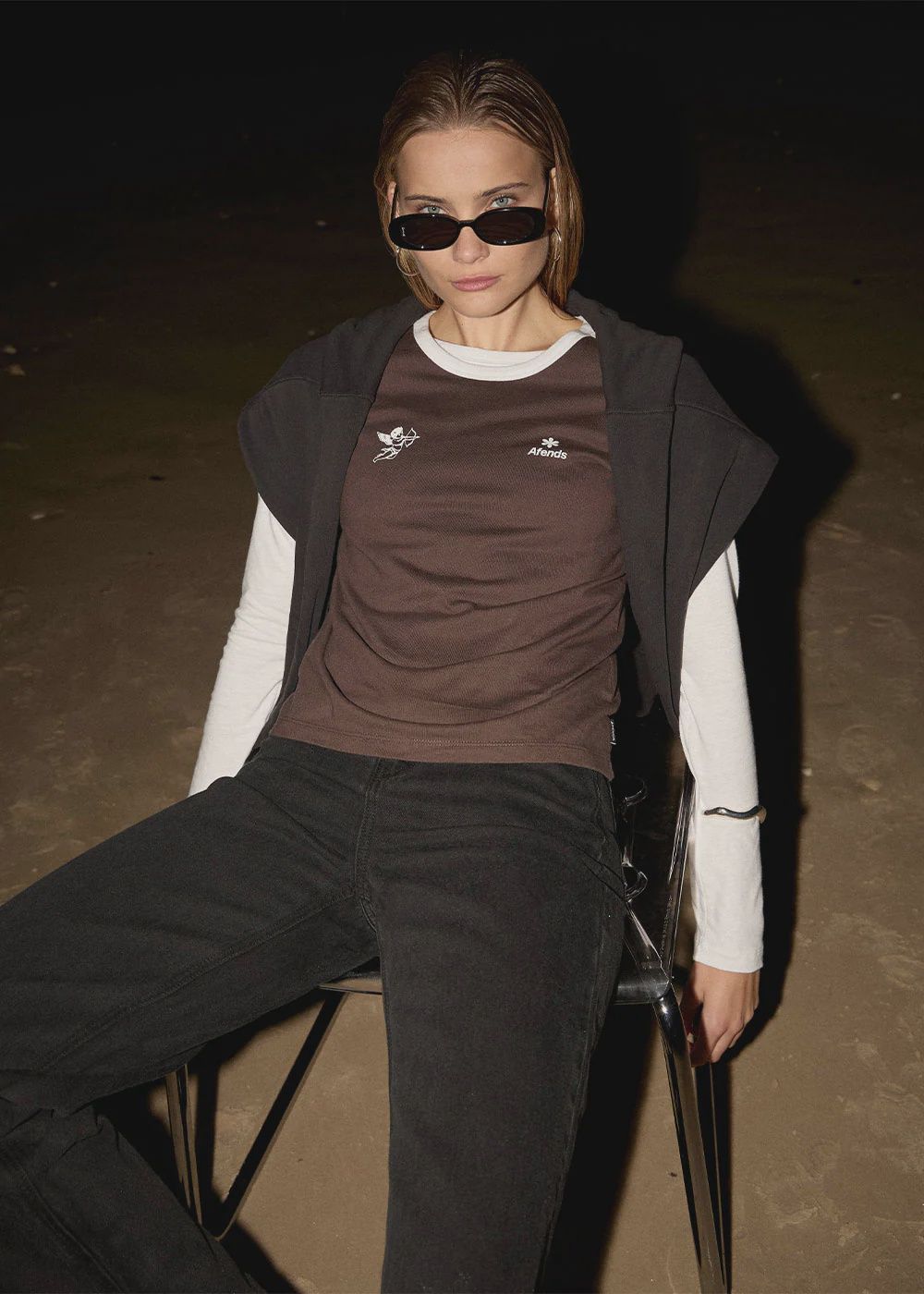AFENDS WOMENS HELLBOUND RAGLAN SS TEE - COFFEE