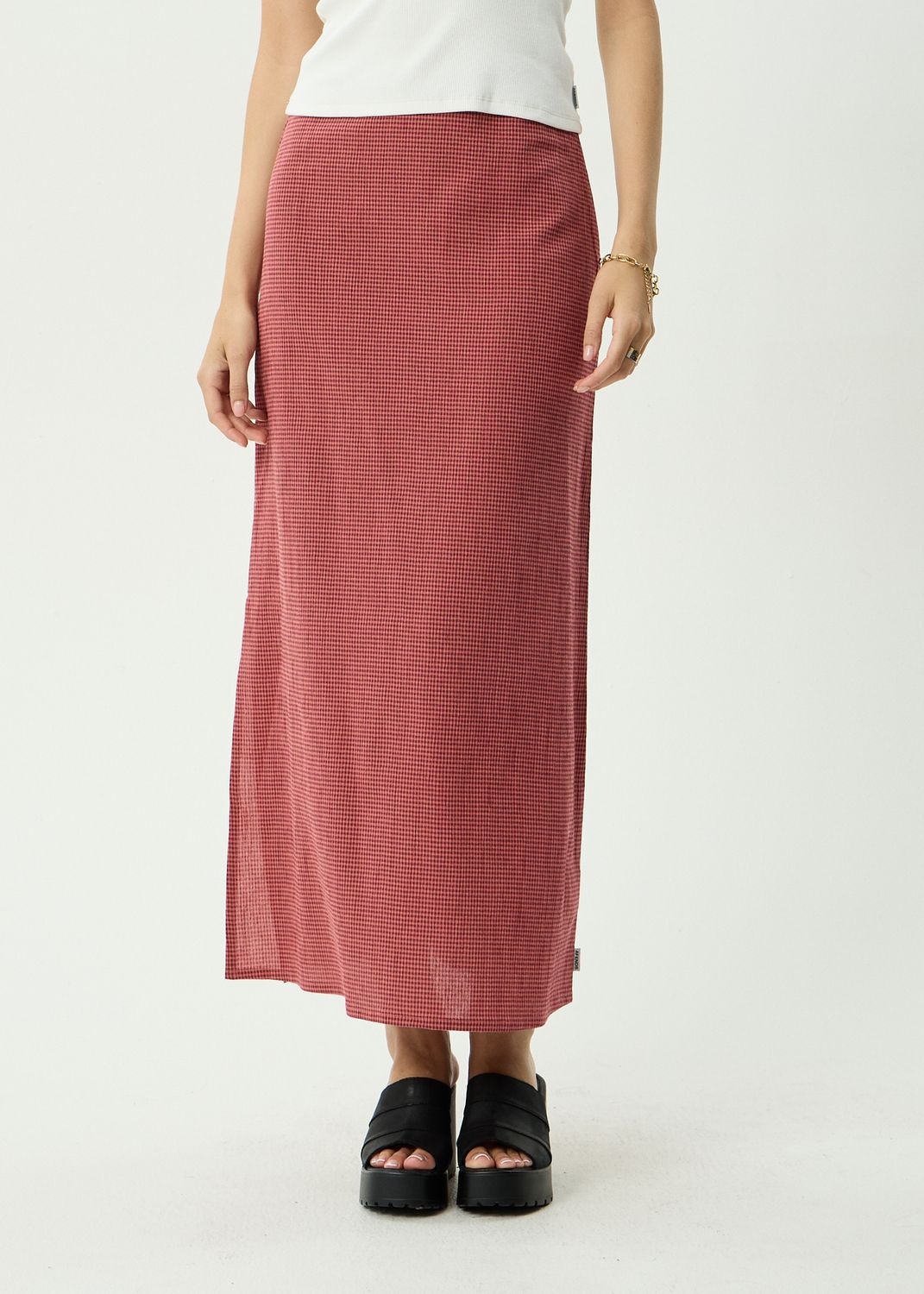 AFENDS WOMENS KALI INDY HEMP MAXI SKIRT - INDY ROSE CHECK