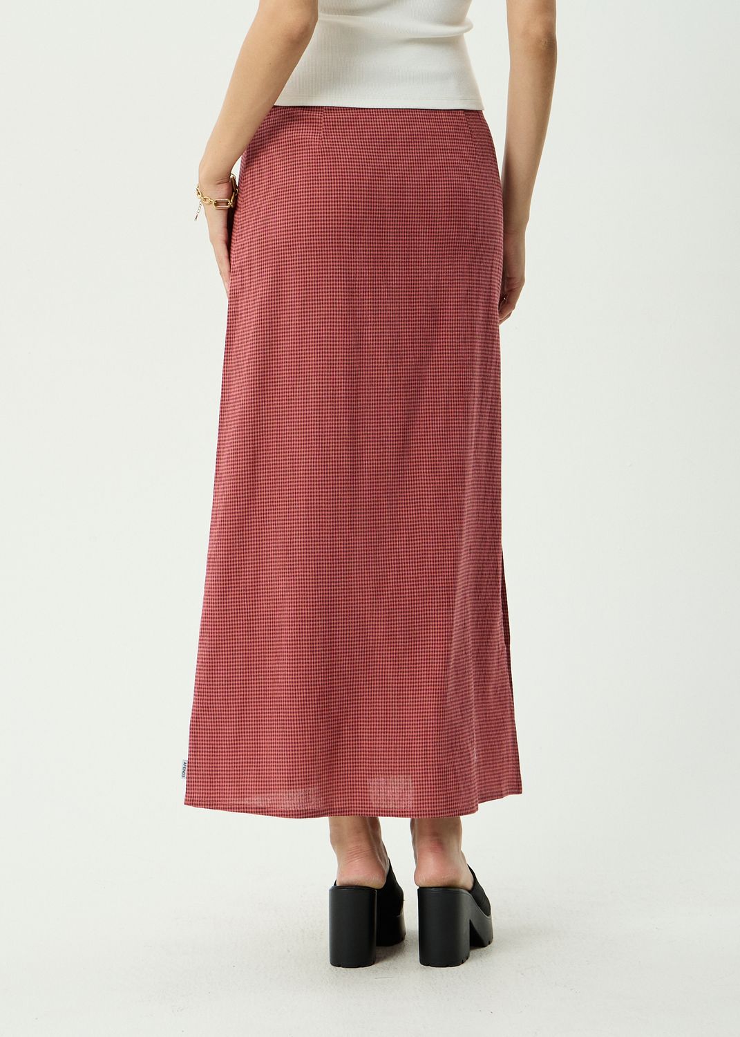 AFENDS WOMENS KALI INDY HEMP MAXI SKIRT - INDY ROSE CHECK